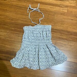Polo Jeans Top Womens Small Smocked Halter‎ Tank Geometric Diamond Cotton Summer